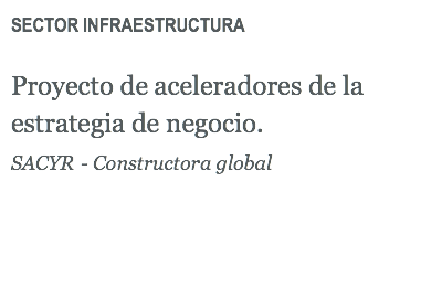 SECTOR INFRAESTRUCTURA Proyecto de aceleradores de la estrategia de negocio. SACYR - Constructora global